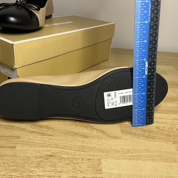 NWT Michael Kors Melody Toe Cap Ballet Flats Size 9 Black and Tan - Picture 7 of 8
